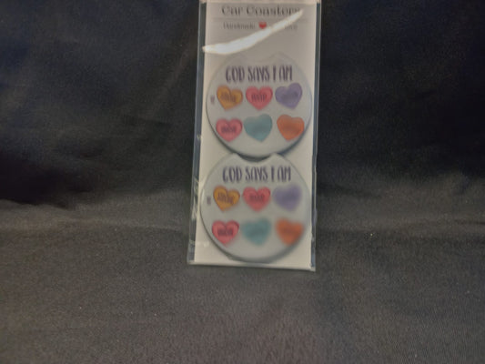 Coasters (set of 2) - Sublimation - God Says I Am...