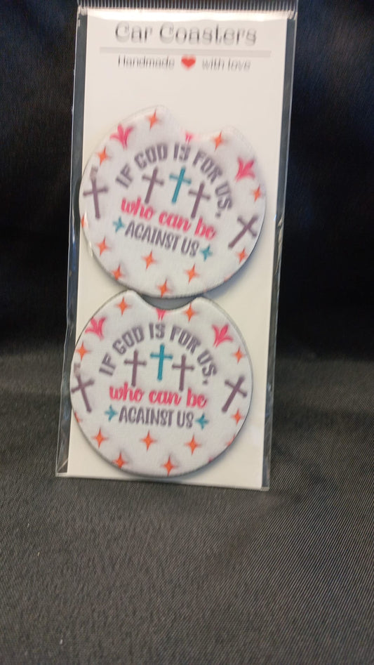 Coasters (set of 2) - Sublimation - If God is for us, who can be against us.